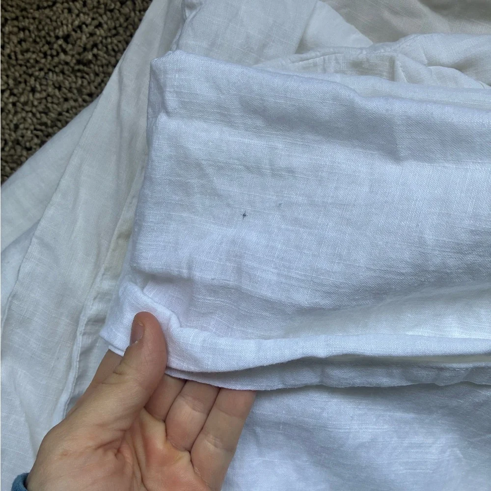 Restoration Hardware White Linen & Cotton Duvet Cover